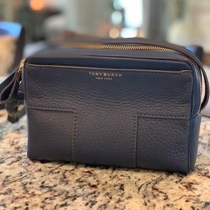 Tory Burch Block-T Pebbled Double-Zip Crossbody